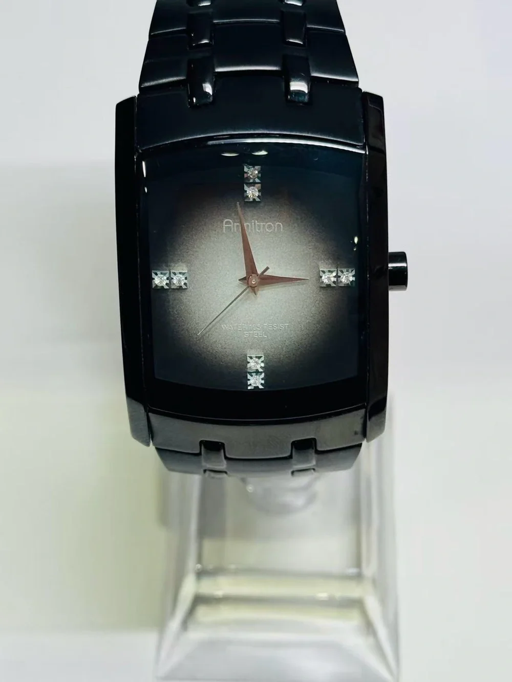 Armitron Men’s Quartz Watch 32mm Black Rectangle Crystal Dial New Battery Runs